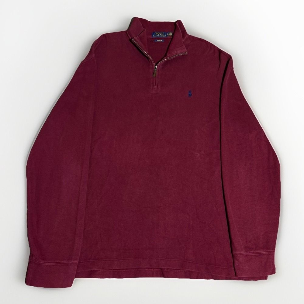 Polo Ralph Lauren Quarter Zip Sweater XL Maroon Pullover Golf Estate Rib Money
